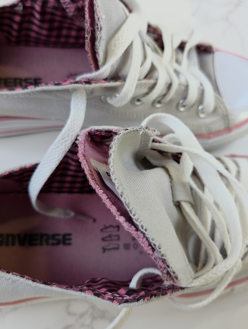 Converse Low Top Canvas Sneakers - Light Gray with Pink Accents(B19) - Picture 9 of 12